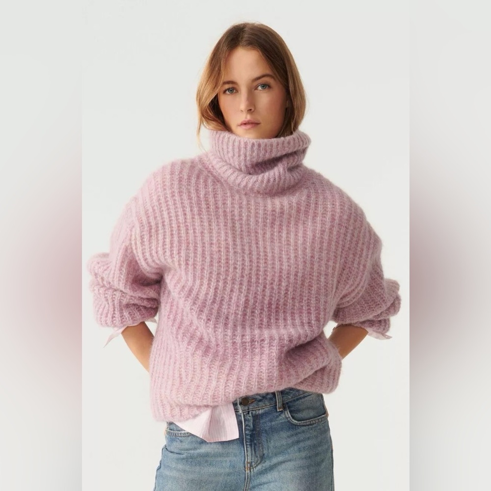 New ba&sh Bear Turtleneck Mohair & Alpaca Blend Sweater